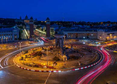 Estelas en la Plaza España de Barcelona
