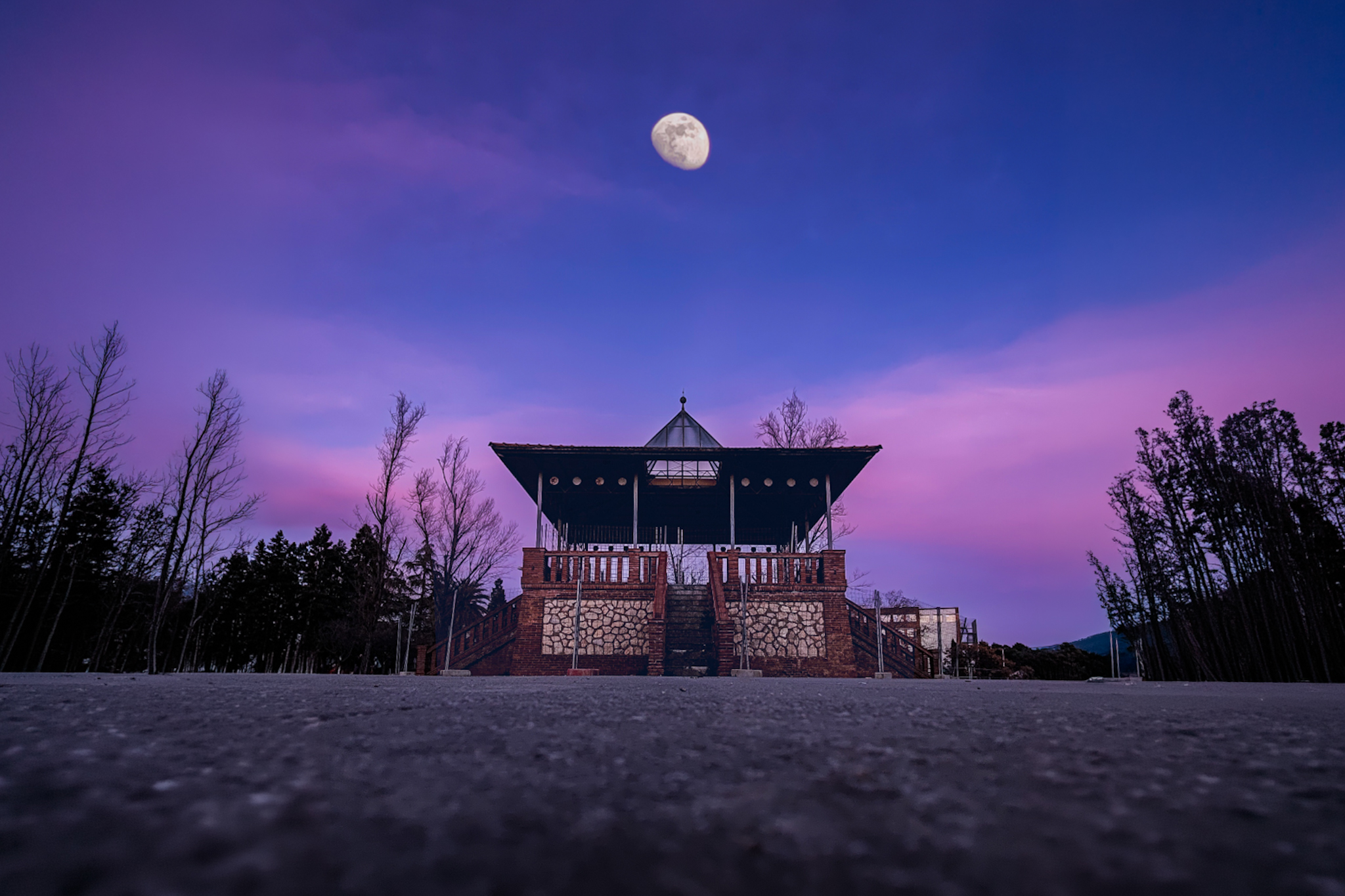 Luna bajo el cielo violeta